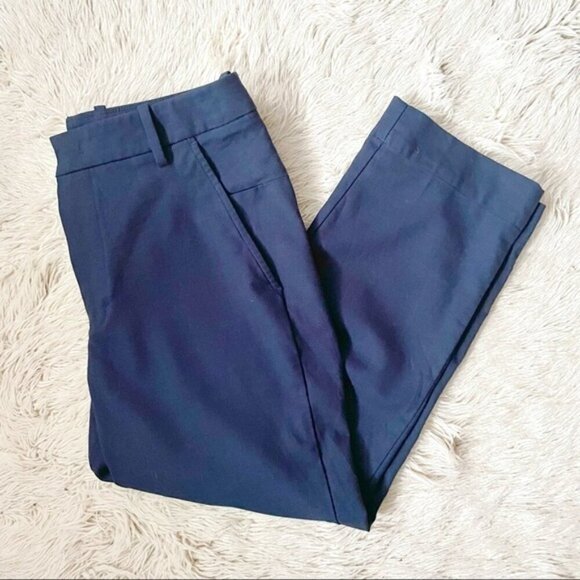 Kit & Ace Navy Blue Wool Stretch Suiting Flat Front Crop Trouser Pants - 28" - Picture 7 of 13